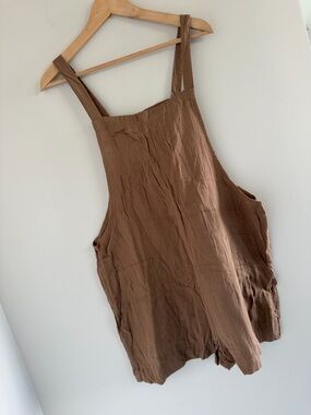 NWT Cupshe Cotton Romper Womens L Boho Cottagecore Overall Shorts Relaxed Beach